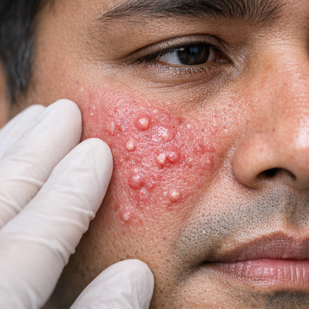 Papulopustular rosacea skin inflammation